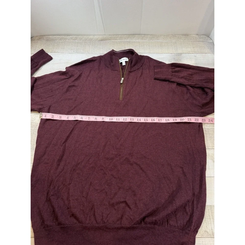 Peter Millar Merino Wool Lyocell 1/4 Zip Sweater Burgundy Men's Large L